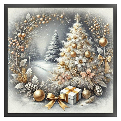 Wreathed Christmas Tree - 11CT Stamped Cross Stitch 40*40CM