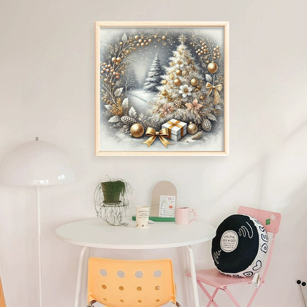 Wreathed Christmas Tree - 11CT Stamped Cross Stitch 40*40CM