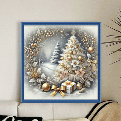 Wreathed Christmas Tree - 11CT Stamped Cross Stitch 40*40CM