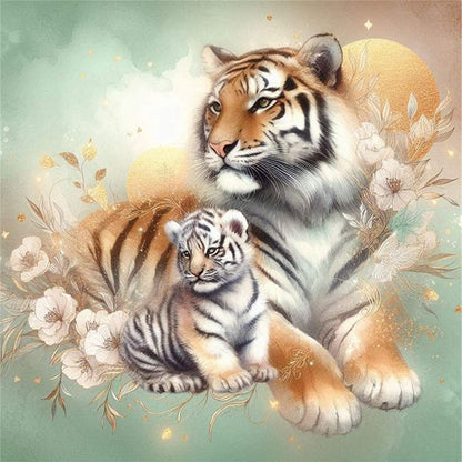 Tiger Mother And Cub - 11CT Stamped Cross Stitch 40*40CM