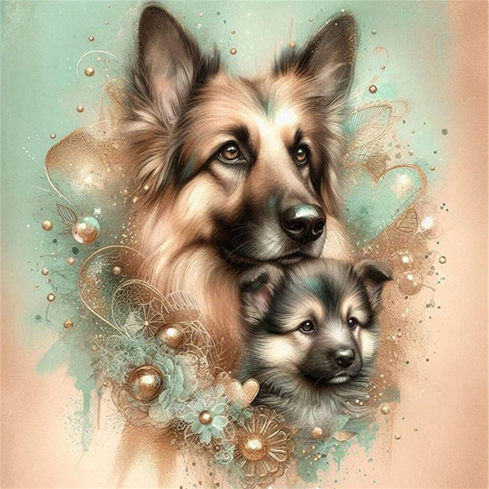 Wolf Mother And Cub - 11CT Stamped Cross Stitch 40*40CM