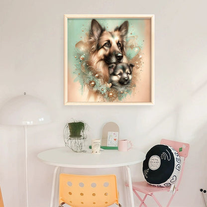 Wolf Mother And Cub - 11CT Stamped Cross Stitch 40*40CM