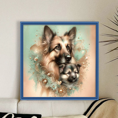 Wolf Mother And Cub - 11CT Stamped Cross Stitch 40*40CM