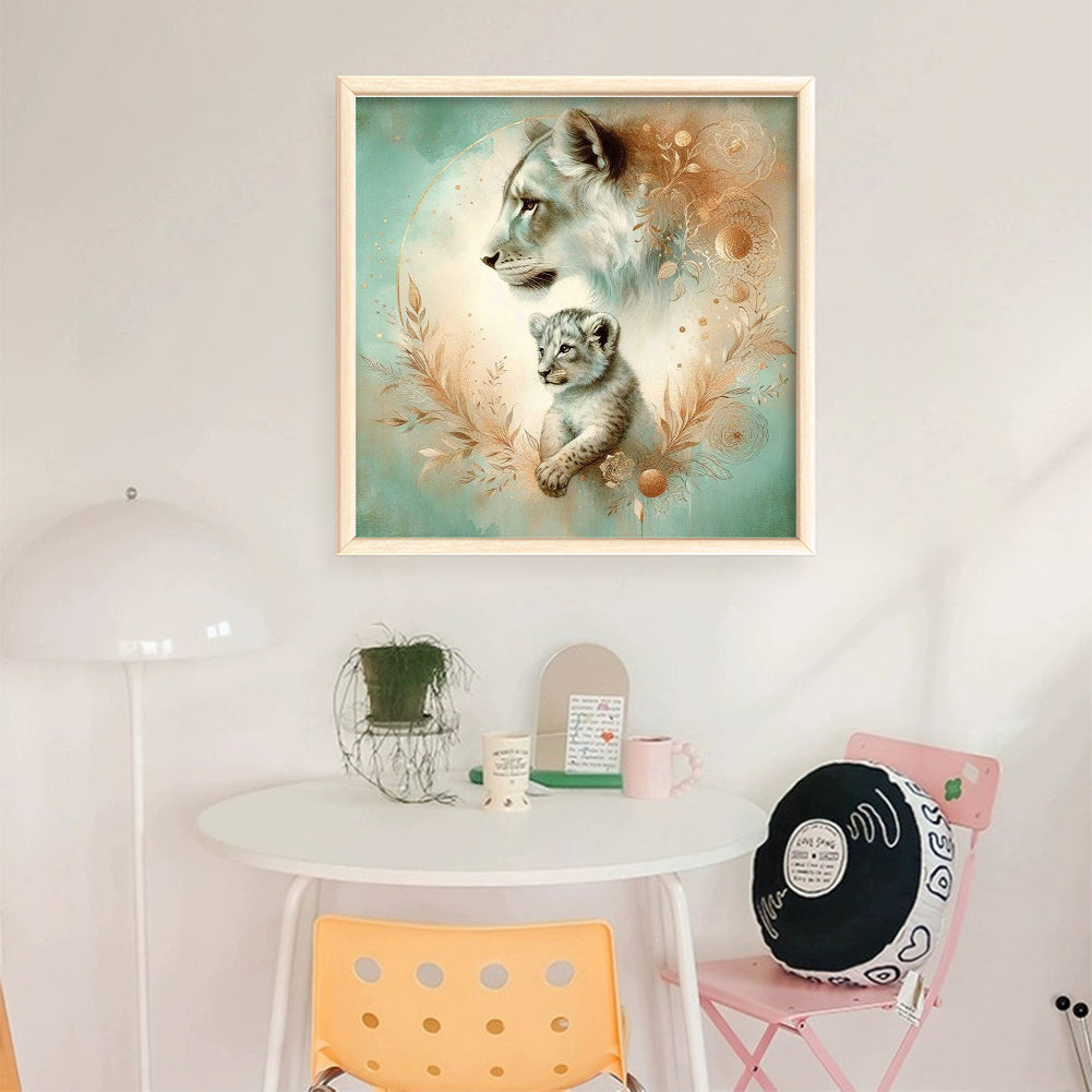 Leopard Mother And Cub - 11CT Stamped Cross Stitch 40*40CM