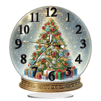 Christmas Crystal Ball Design 2D Flat Acrylic DIY Diamond Painting Clock Kit
