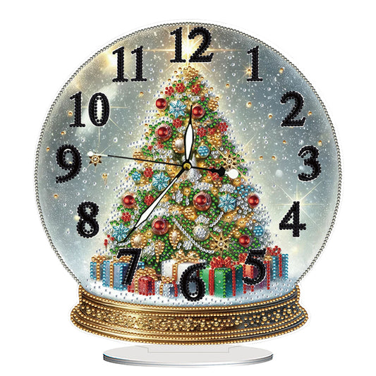 Christmas Crystal Ball Design 2D Flat Acrylic DIY Diamond Painting Clock Kit