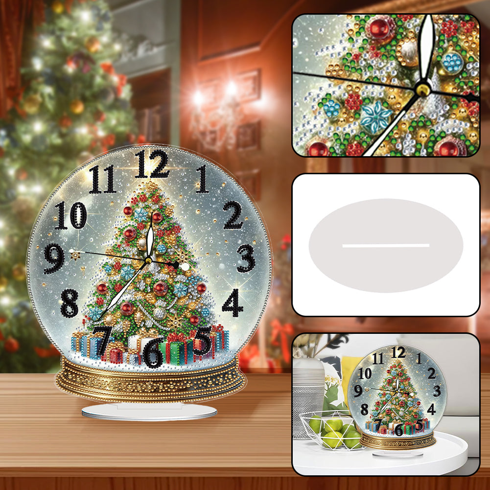 Christmas Crystal Ball Design 2D Flat Acrylic DIY Diamond Painting Clock Kit