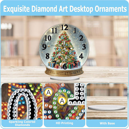 Christmas Crystal Ball Design 2D Flat Acrylic DIY Diamond Painting Clock Kit