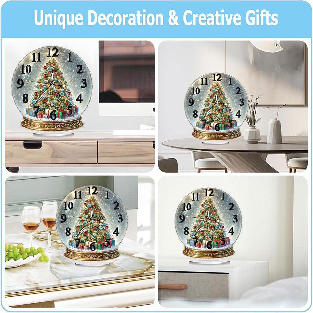 Christmas Crystal Ball Design 2D Flat Acrylic DIY Diamond Painting Clock Kit