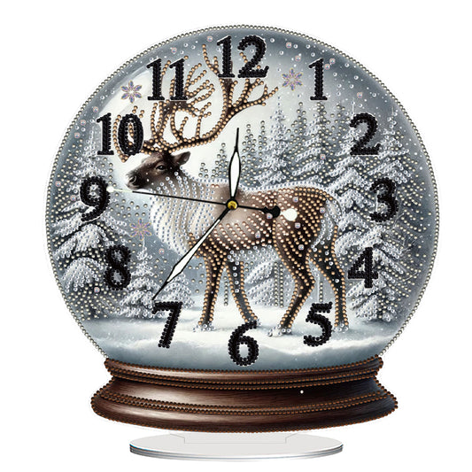 Christmas Crystal Ball Design 2D Flat Acrylic DIY Diamond Painting Clock Kit