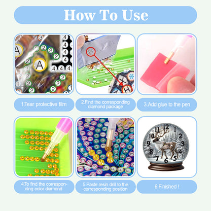 Christmas Crystal Ball Design 2D Flat Acrylic DIY Diamond Painting Clock Kit