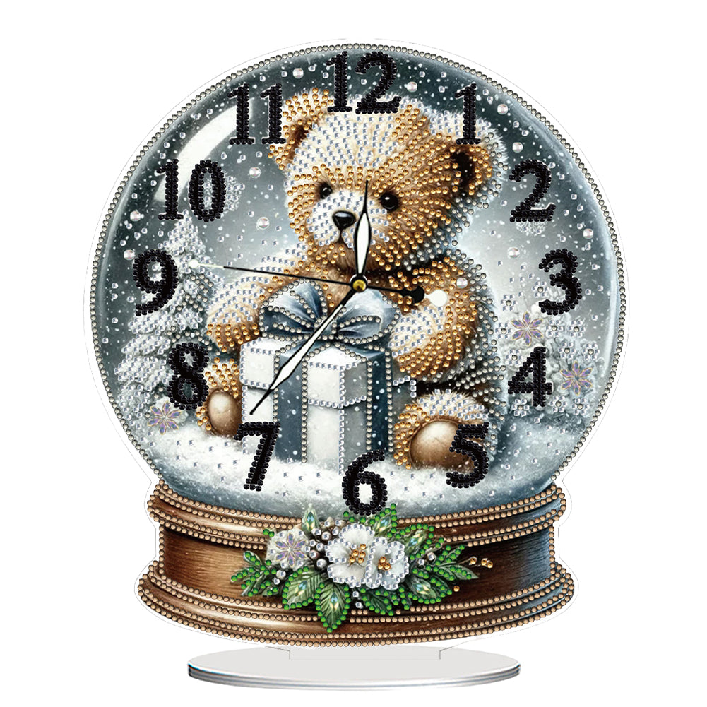 Christmas Crystal Ball Design 2D Flat Acrylic DIY Diamond Painting Clock Kit