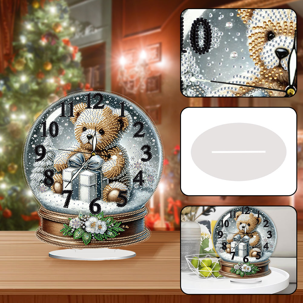 Christmas Crystal Ball Design 2D Flat Acrylic DIY Diamond Painting Clock Kit