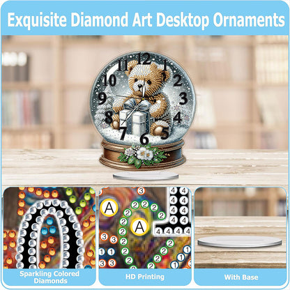 Christmas Crystal Ball Design 2D Flat Acrylic DIY Diamond Painting Clock Kit