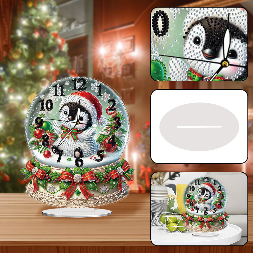 Christmas Crystal Ball Design 2D Flat Acrylic DIY Diamond Painting Clock Kit