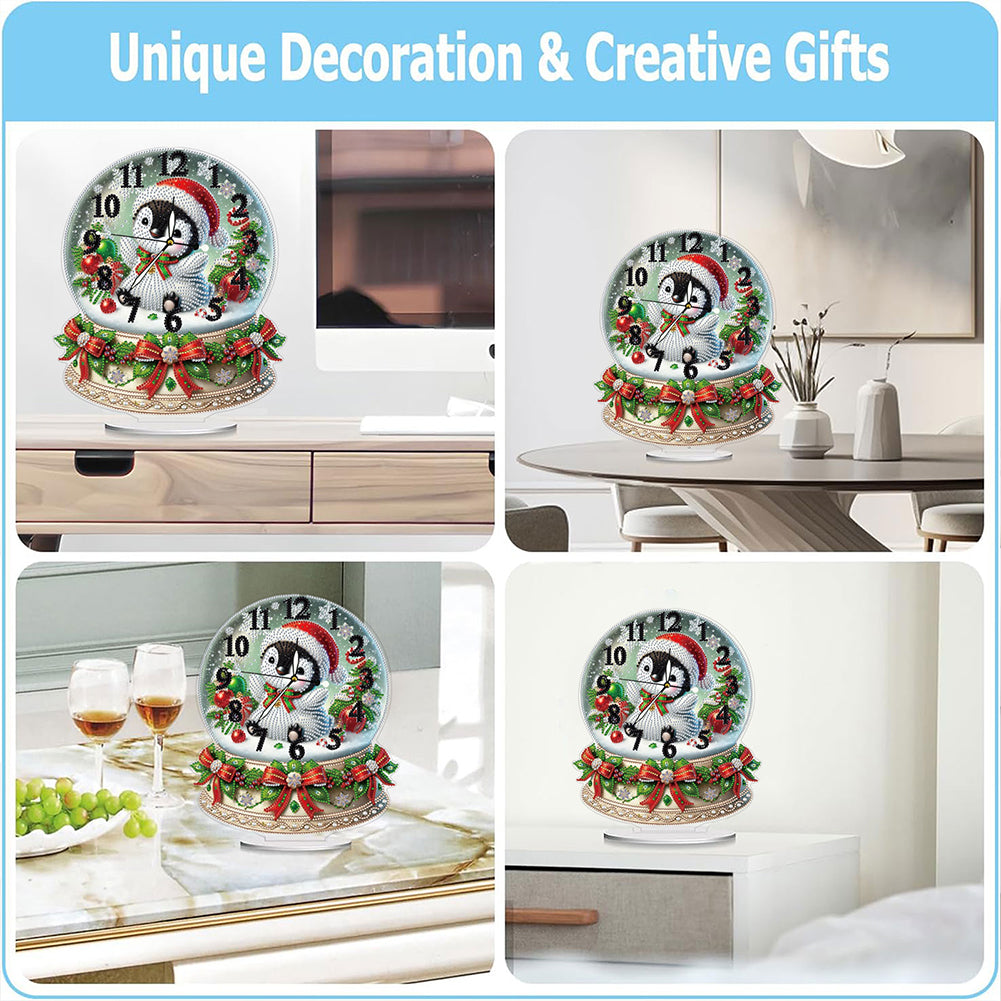 Christmas Crystal Ball Design 2D Flat Acrylic DIY Diamond Painting Clock Kit