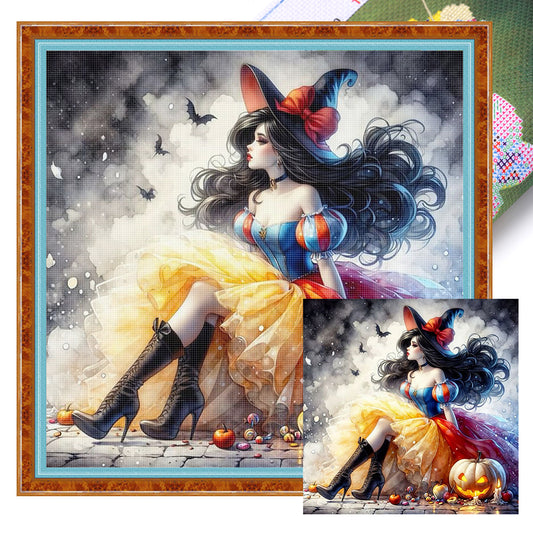 Halloween Snow White Witch - 11CT Stamped Cross Stitch 40*40CM