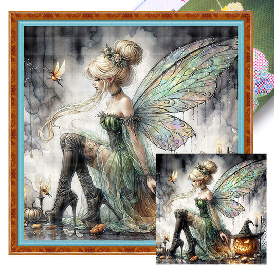 Halloween Elf Witch - 11CT Stamped Cross Stitch 40*40CM