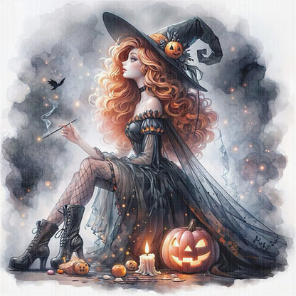 Halloween Princess Witch - 11CT Stamped Cross Stitch 40*40CM