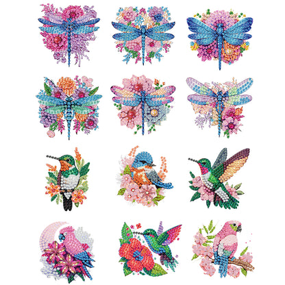 12PCS 2D Flat DIY Magnetic Refrigerator Stickers Diamond Art Kits for Home Decor