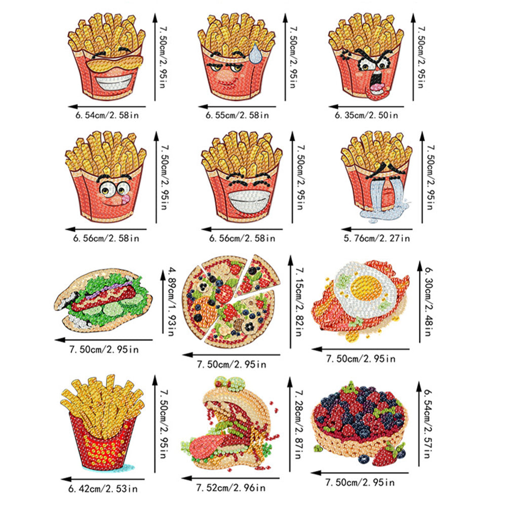 12PCS 2D Flat DIY Magnetic Refrigerator Stickers Diamond Art Kits for Home Decor