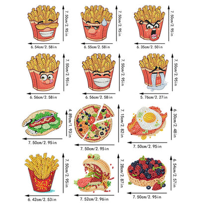 12PCS 2D Flat DIY Magnetic Refrigerator Stickers Diamond Art Kits for Home Decor