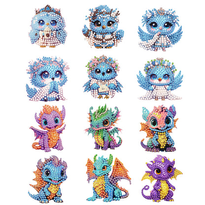12PCS 2D Flat DIY Magnetic Refrigerator Stickers Diamond Art Kits for Home Decor