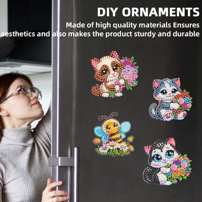12PCS 2D Flat DIY Magnetic Refrigerator Stickers Diamond Art Kits for Home Decor
