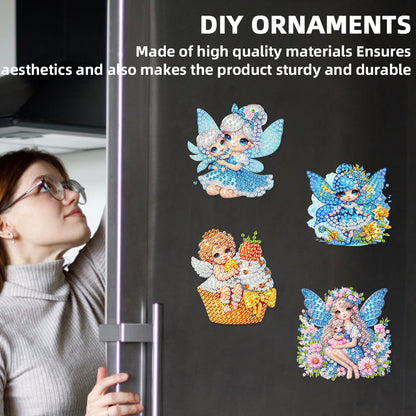 12PCS 2D Flat DIY Magnetic Refrigerator Stickers Diamond Art Kits for Home Decor