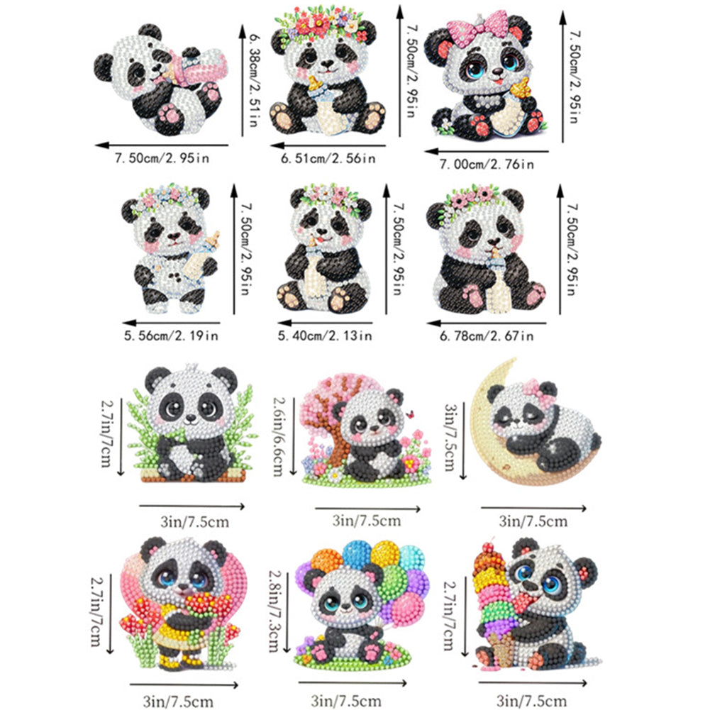 12PCS 2D Flat DIY Magnetic Refrigerator Stickers Diamond Art Kits for Home Decor