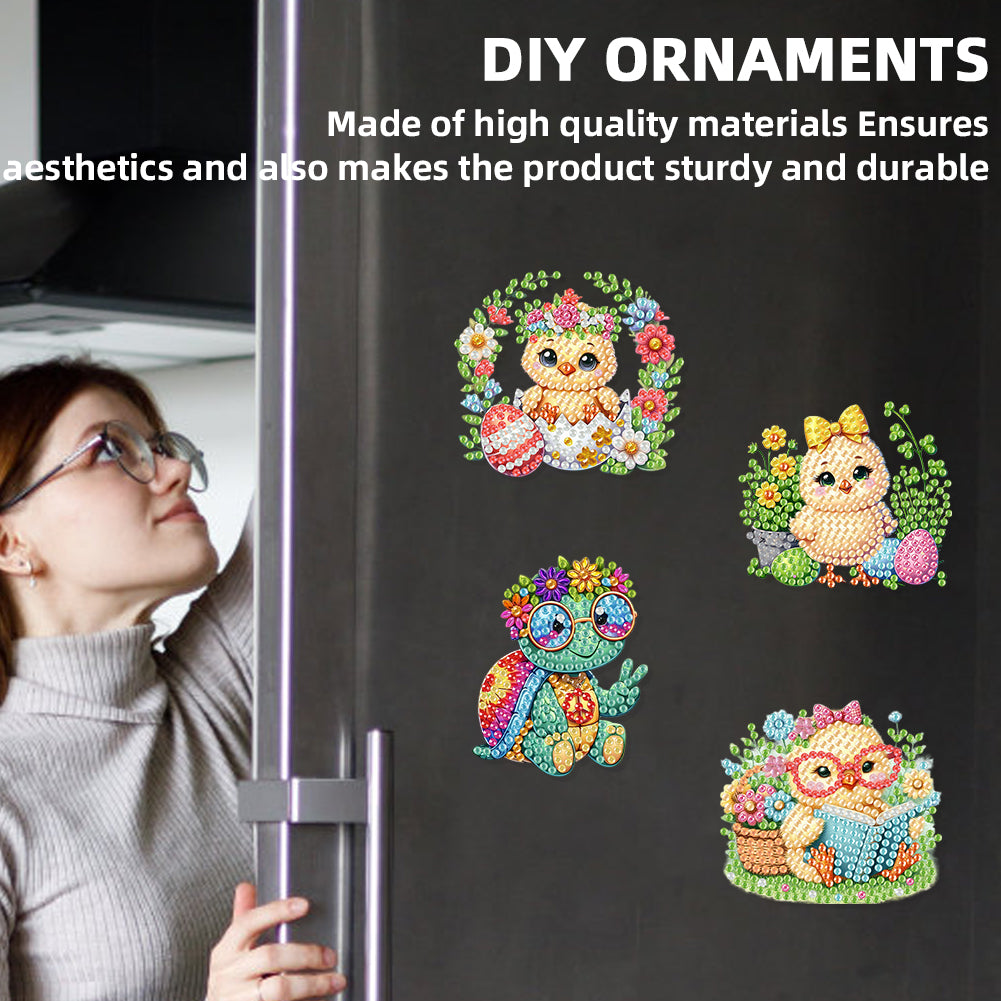 12PCS 2D Flat DIY Magnetic Refrigerator Stickers Diamond Art Kits for Home Decor
