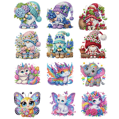 12PCS 2D Flat DIY Magnetic Refrigerator Stickers Diamond Art Kits for Home Decor