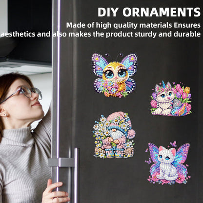 12PCS 2D Flat DIY Magnetic Refrigerator Stickers Diamond Art Kits for Home Decor