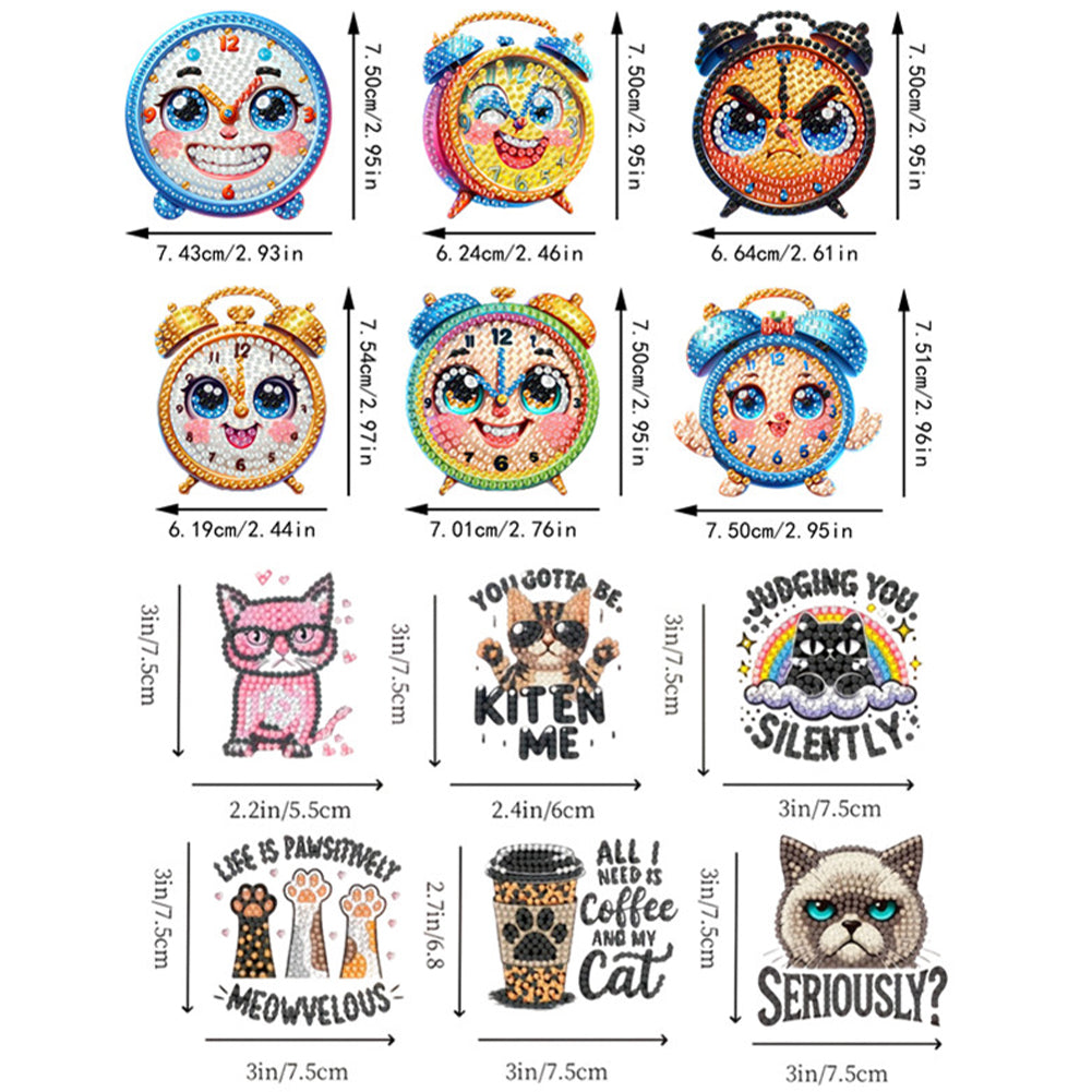 12PCS 2D Flat DIY Magnetic Refrigerator Stickers Diamond Art Kits for Home Decor