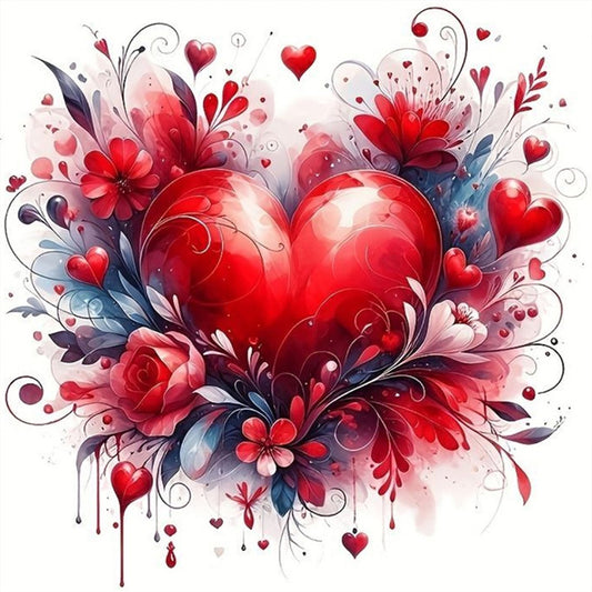 Heart Rose - 11CT Stamped Cross Stitch 40*40CM