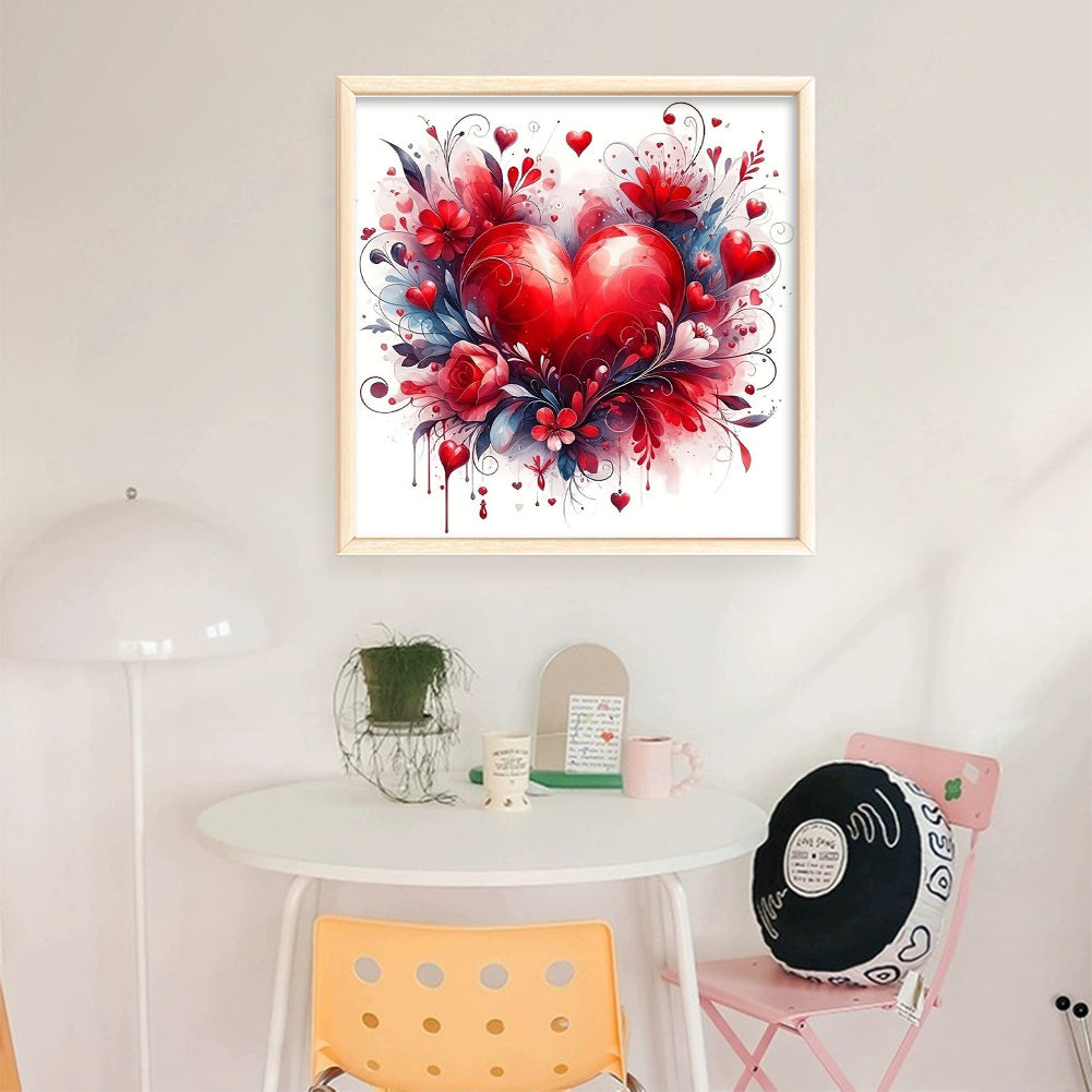 Heart Rose - 11CT Stamped Cross Stitch 40*40CM