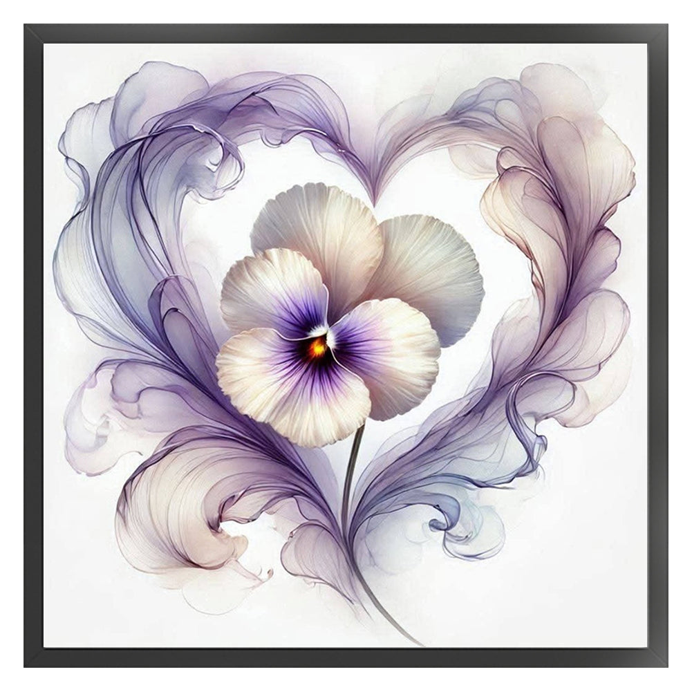 Heart Pansy - 11CT Stamped Cross Stitch 40*40CM