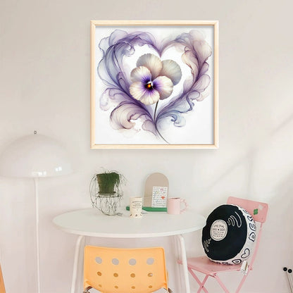 Heart Pansy - 11CT Stamped Cross Stitch 40*40CM