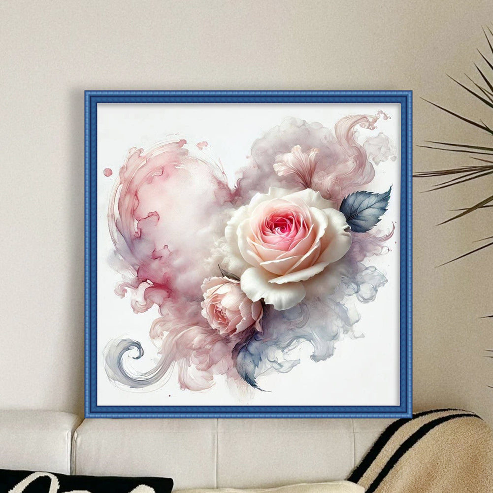 Heart Rose - 11CT Stamped Cross Stitch 40*40CM