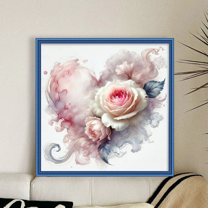 Heart Rose - 11CT Stamped Cross Stitch 40*40CM