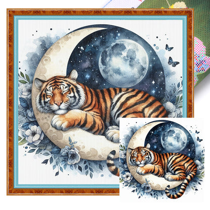 Tiger Moon - 11CT Stamped Cross Stitch 40*40CM
