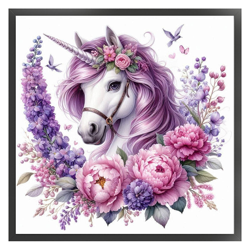 Unicorn With Flowers - 11CT Stamped Cross Stitch 40*40CM