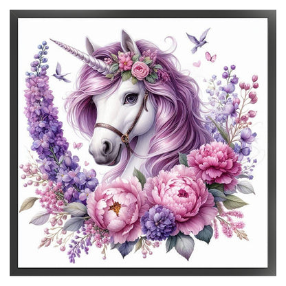 Unicorn With Flowers - 11CT Stamped Cross Stitch 40*40CM