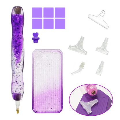 DIY Diamond Painting Pen Diamond Art Pen Diamond Painting Tools (14pcs Purple)