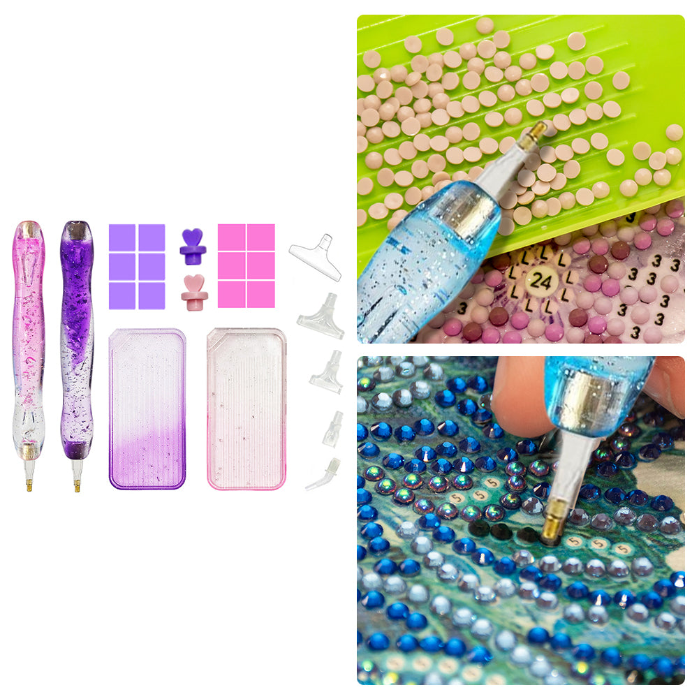 Diamond Painting Pen Diamond Art Pen Diamond Painting Tools (23pcs Pink Purple)