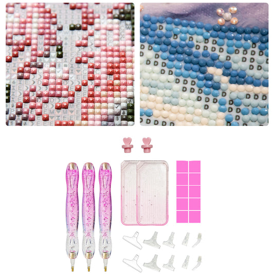 DIY Diamond Painting Pen Diamond Art Pen Diamond Painting Tools (27pcs Pink)