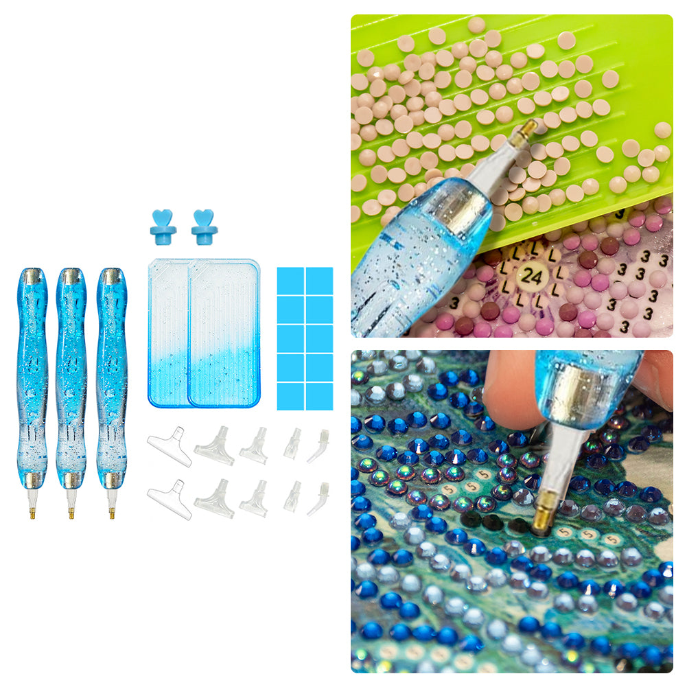 DIY Diamond Painting Pen Diamond Art Pen Diamond Painting Tools (27pcs Blue)