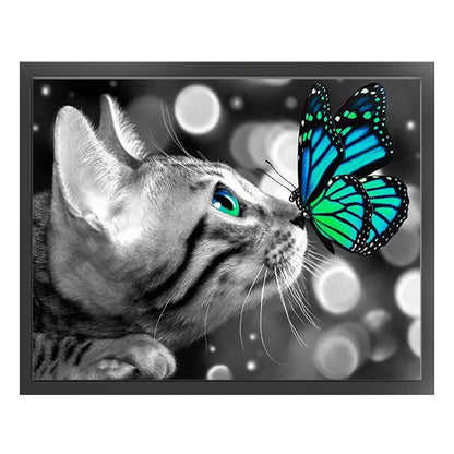 Cat With Butterfly - 11CT Stamped Cross Stitch 50*40CM