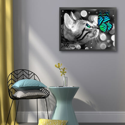 Cat With Butterfly - 11CT Stamped Cross Stitch 50*40CM