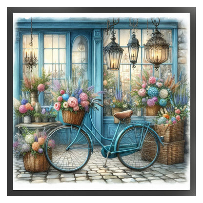 Florist Bicycle - 11CT Stamped Cross Stitch 40*40CM